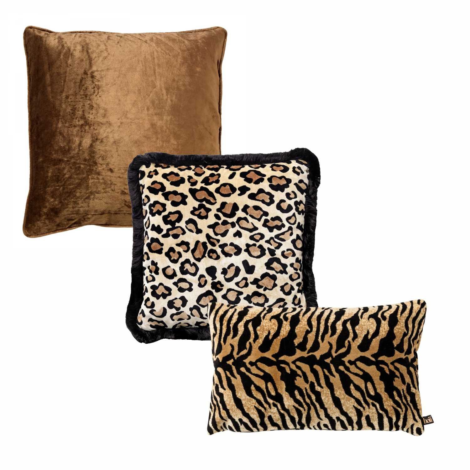 KUSSENSET | 3-delig | bruin, beige | Hoii | inclusief binnenkussens