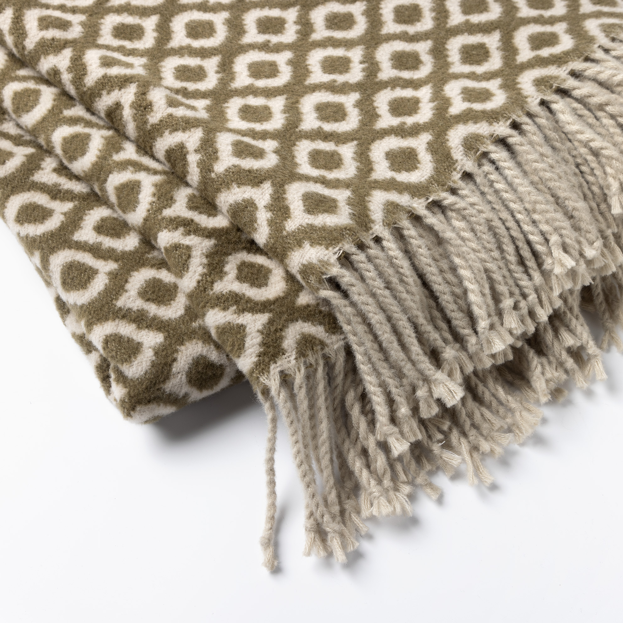ISABELLA |  Plaid | 150x200 cm Military Olive | Groen | Uni | Hoii | 60% Katoen 40% Acryl