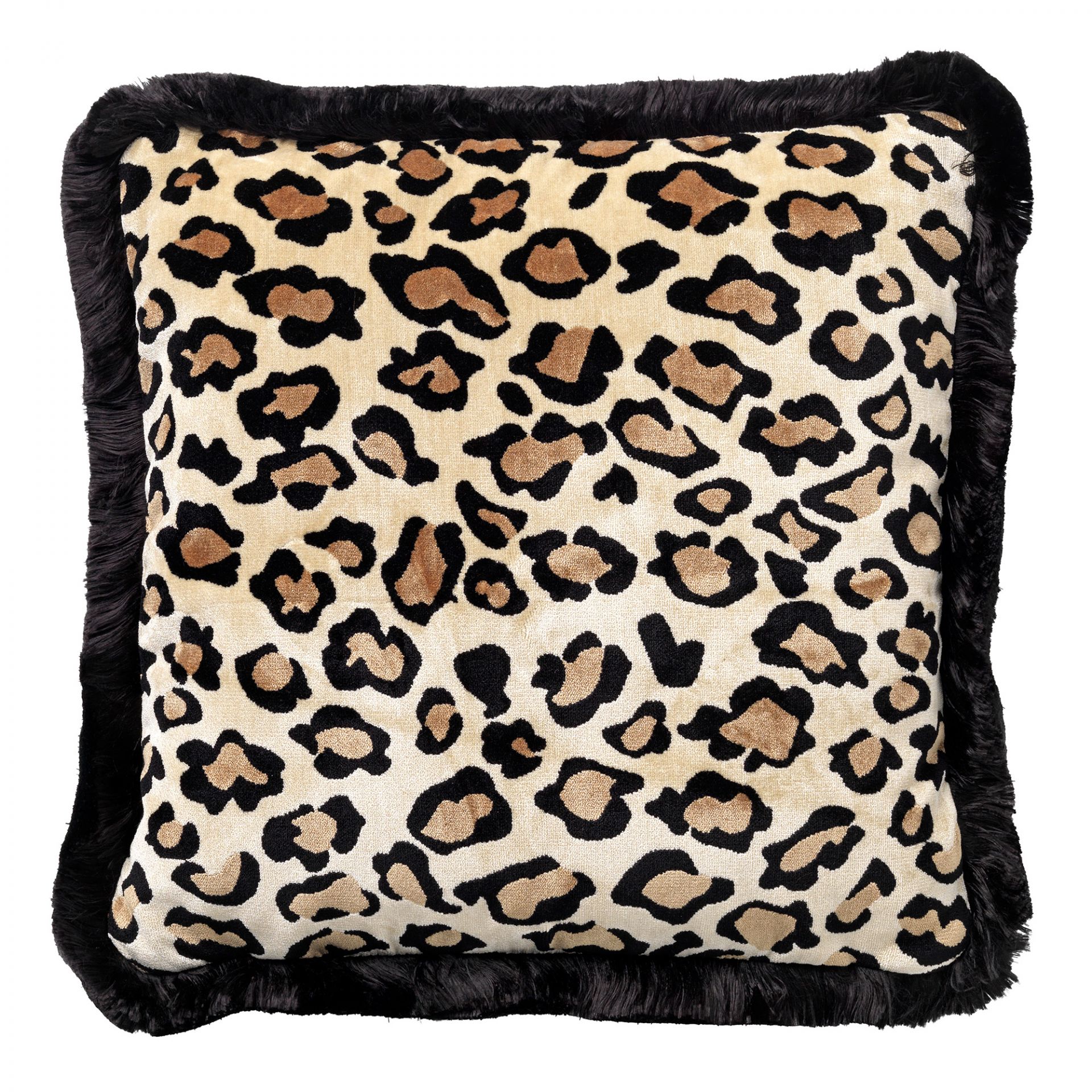 EVITA | Cushion | 45x45 cm Pumice Stone | Beige | Velvet | Panther print | Hoii | With luxury inner cushion