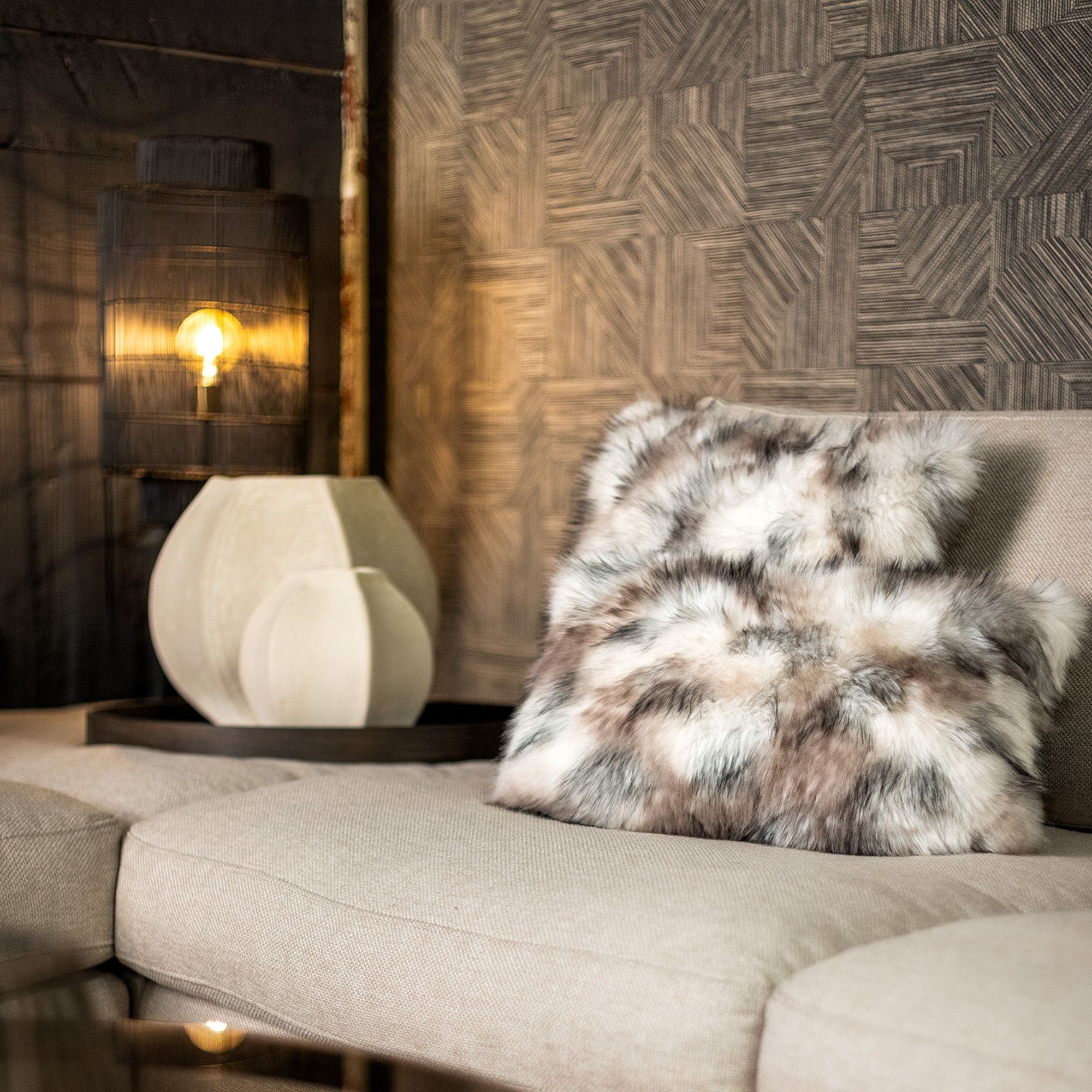 GISELE | Dekokissen | 45x45 cm Natural | Braun | Samt | Hoii 