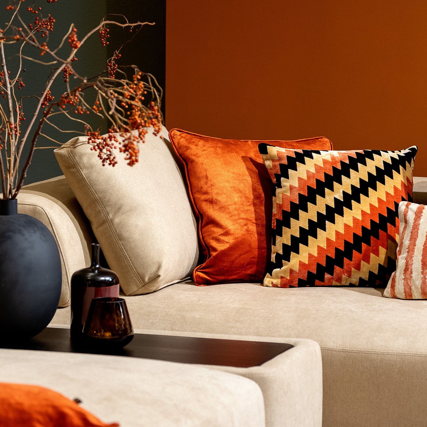 FRANCESCO | Cushion | 45x45 cm Potters Clay | Orange | Hoii | With luxury inner cushion