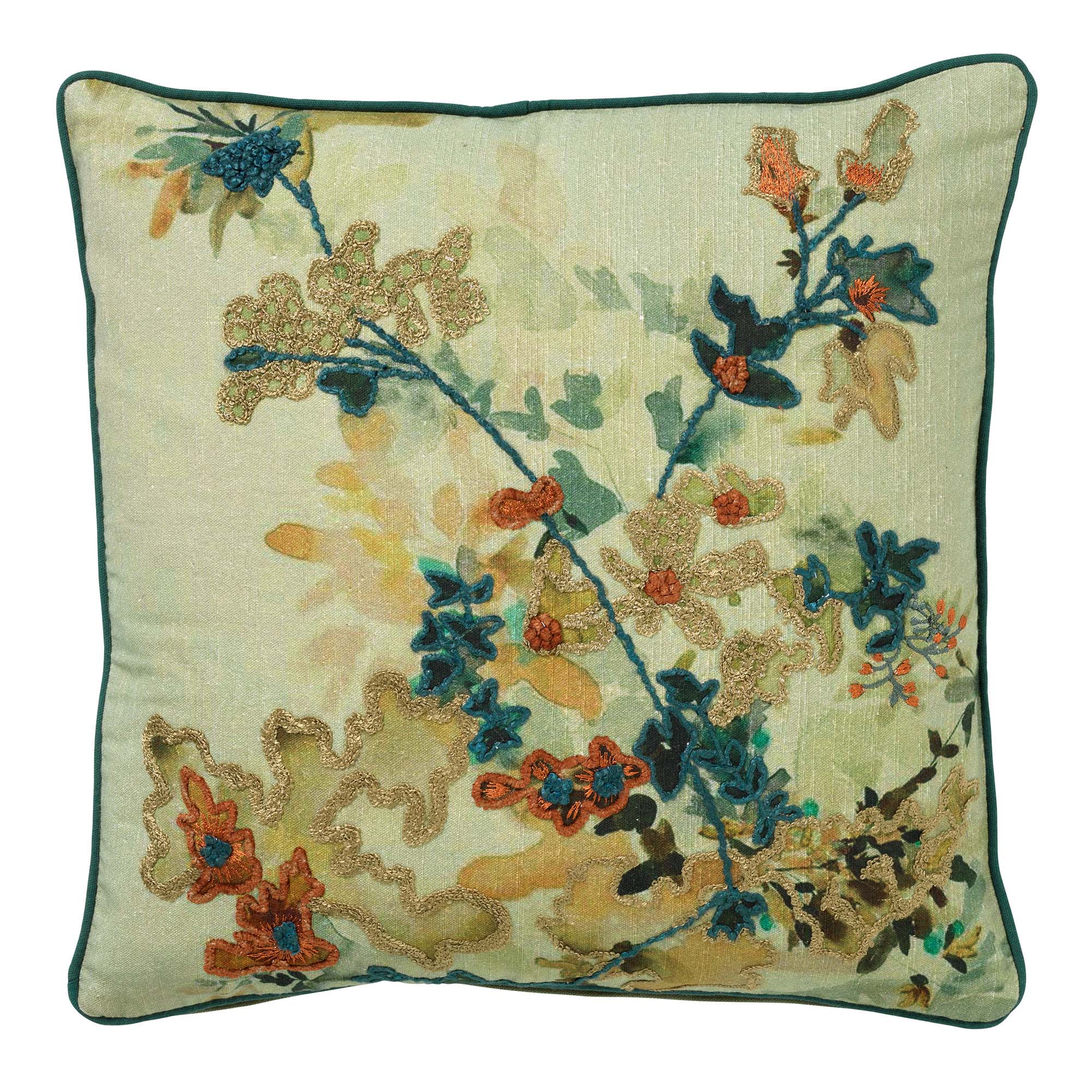 FLORETTE | Cushion |  45x45 cm Mountain View | Green | Hoii | with GRS feather filling