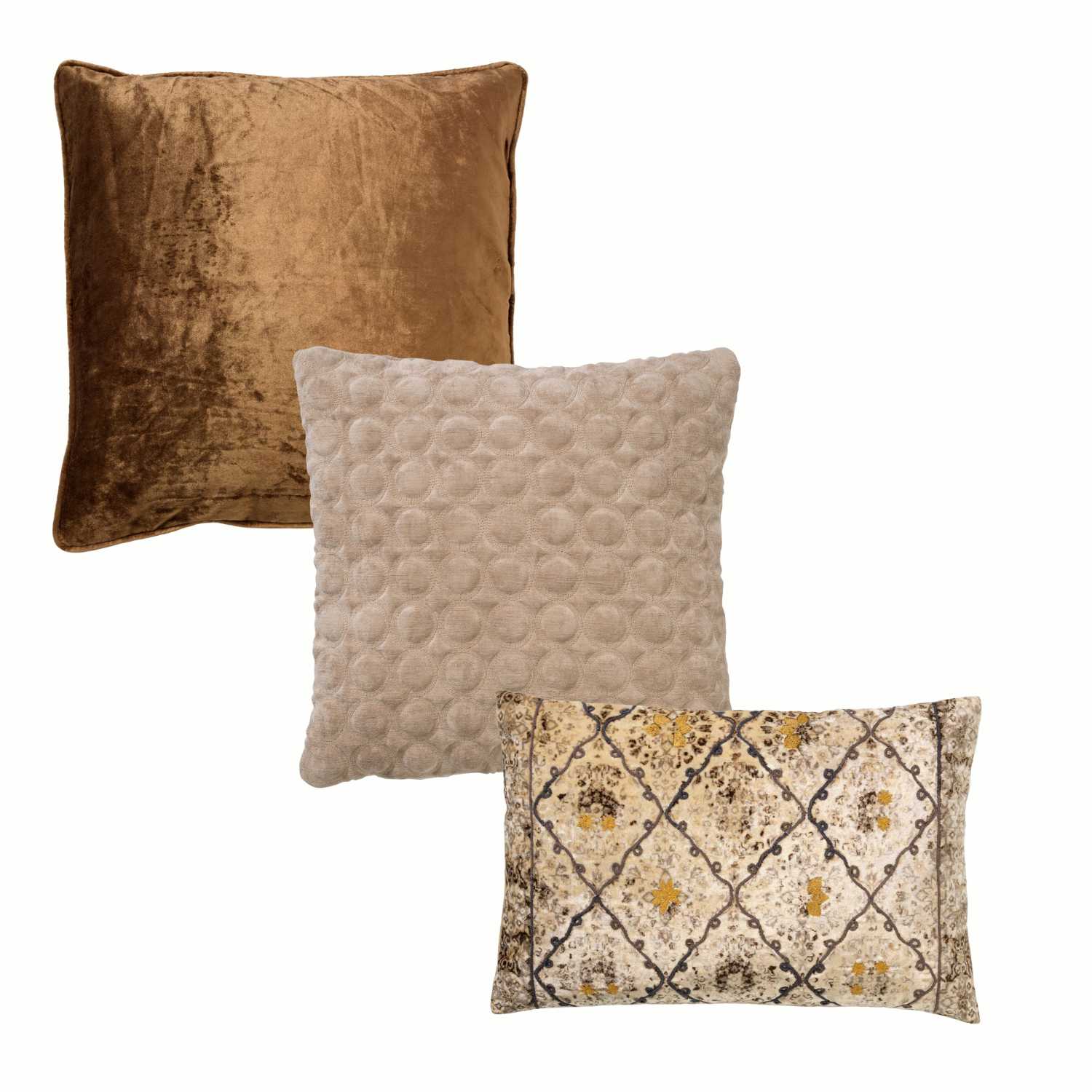 KUSSENSET | 3-delig | beige, bruin | Hoii | inclusief binnenkussens