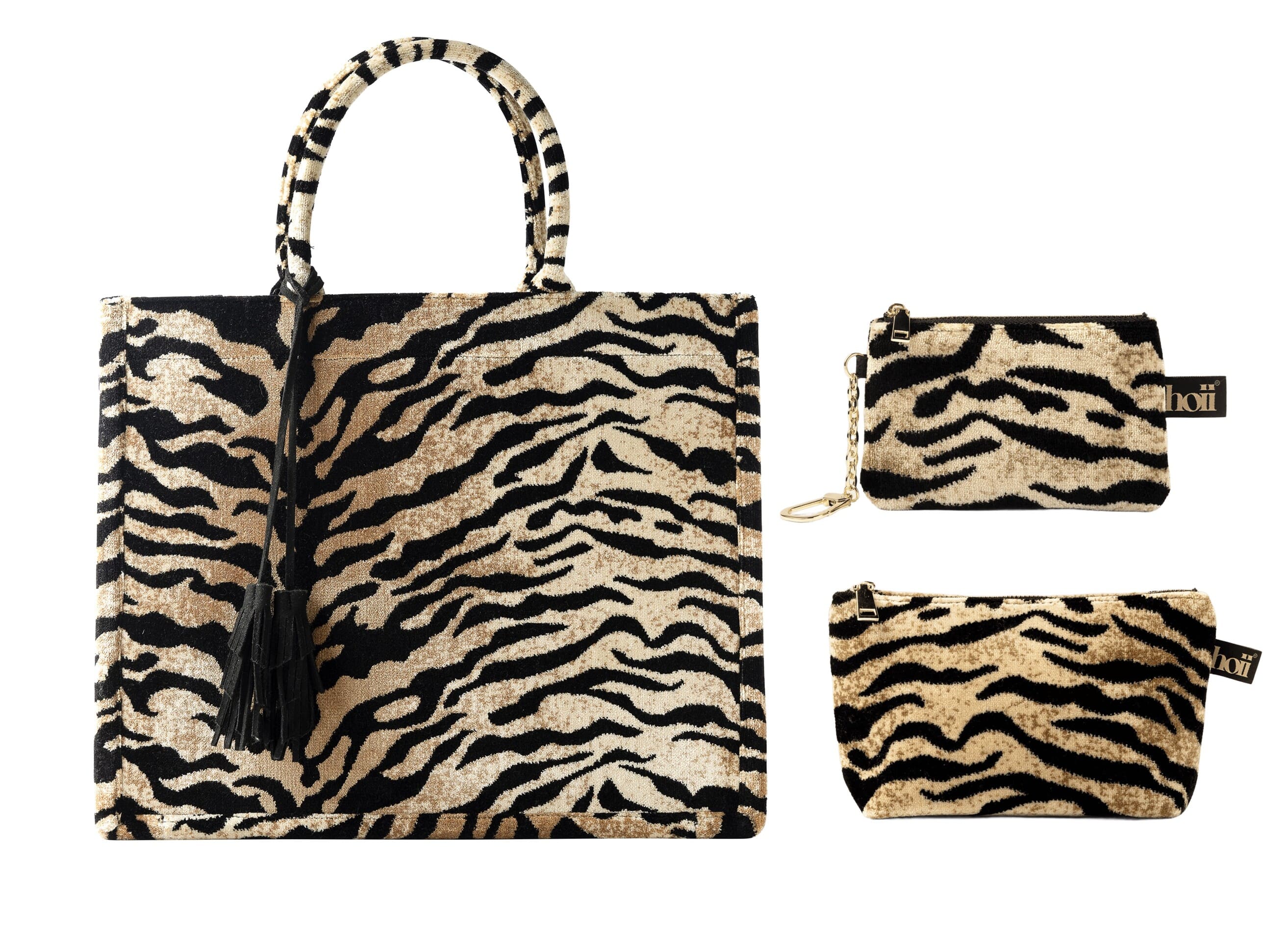 TASCHENSET | 3-teilig | Eleonora | Zebramuster | Pumice Stone Beige | Hoii