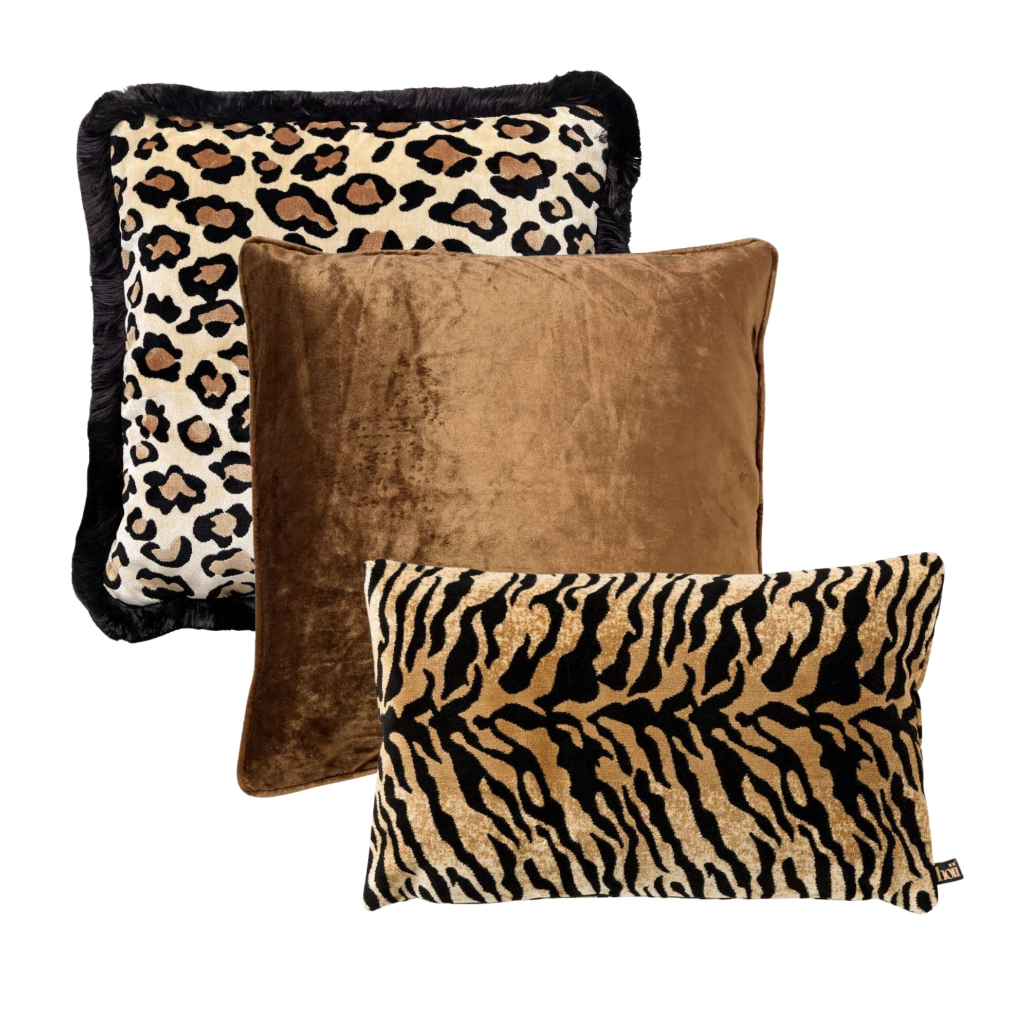 LOT DE 3 COUSSINS | Marron, Beige | Hoii | Avec rembourrage 