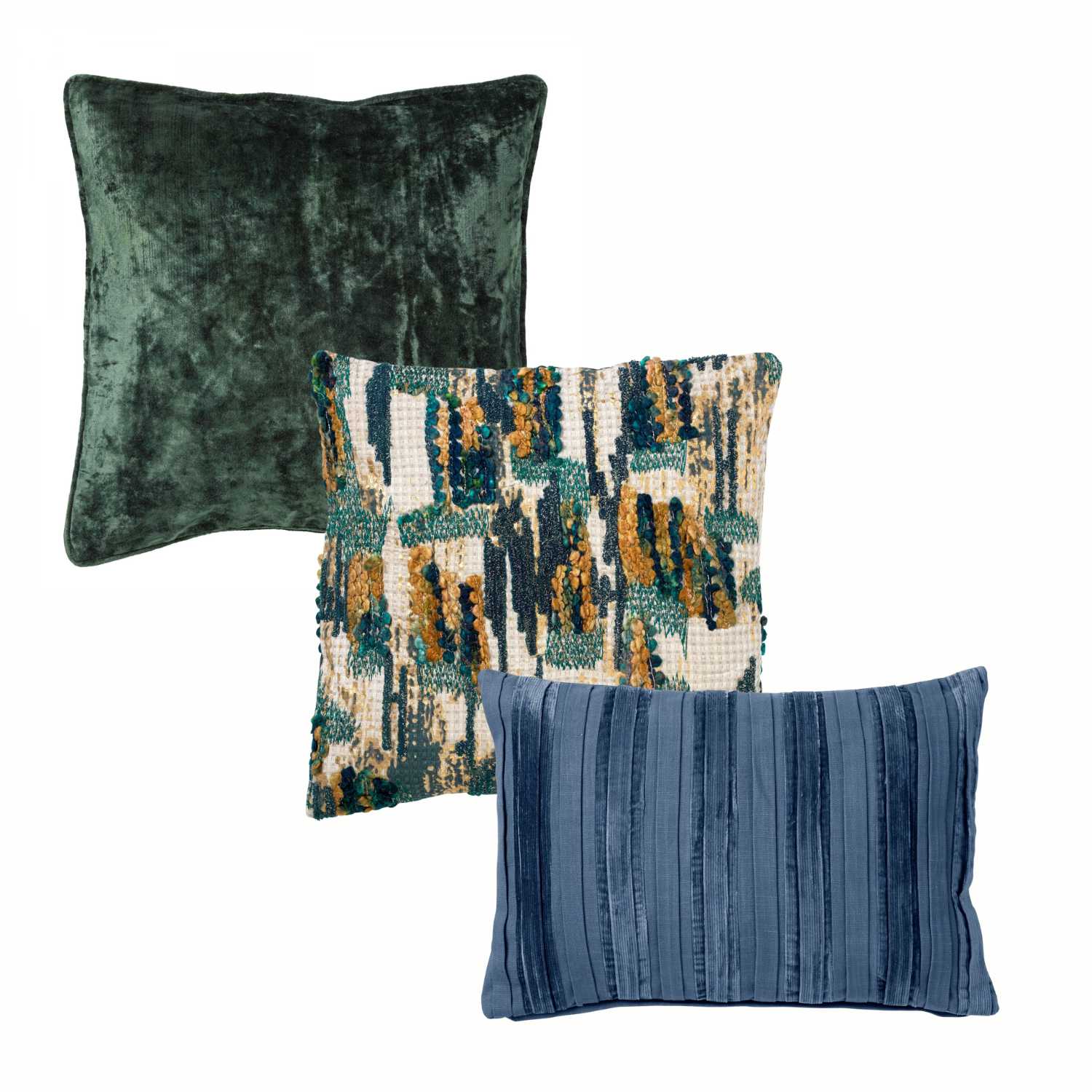 KUSSENSET | 3-delig | groen, blauw | Hoii | inclusief binnenkussens