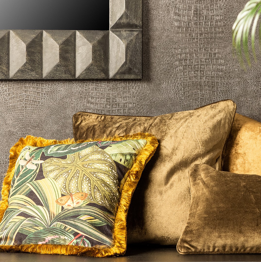 GENEVIEVE | Coussin | 45x45 cm Raven | Noir | Hoii | Avec un rembourrage luxueux