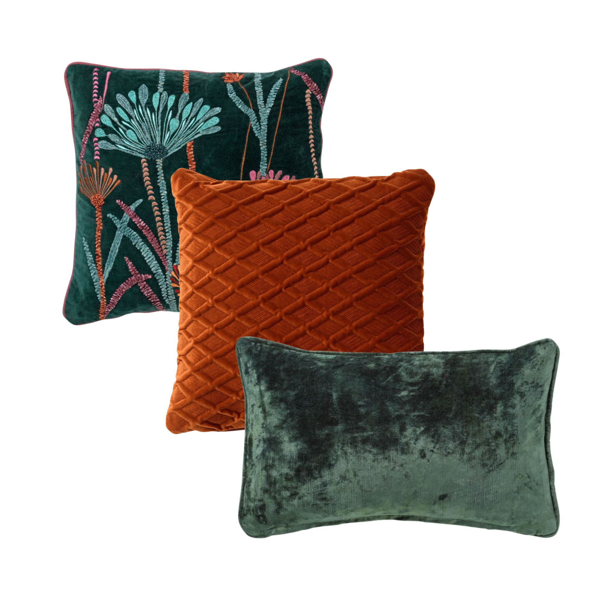 KISSENSET | 3-teilig | Grün, Orange | Hoii | Mit Innenkissen