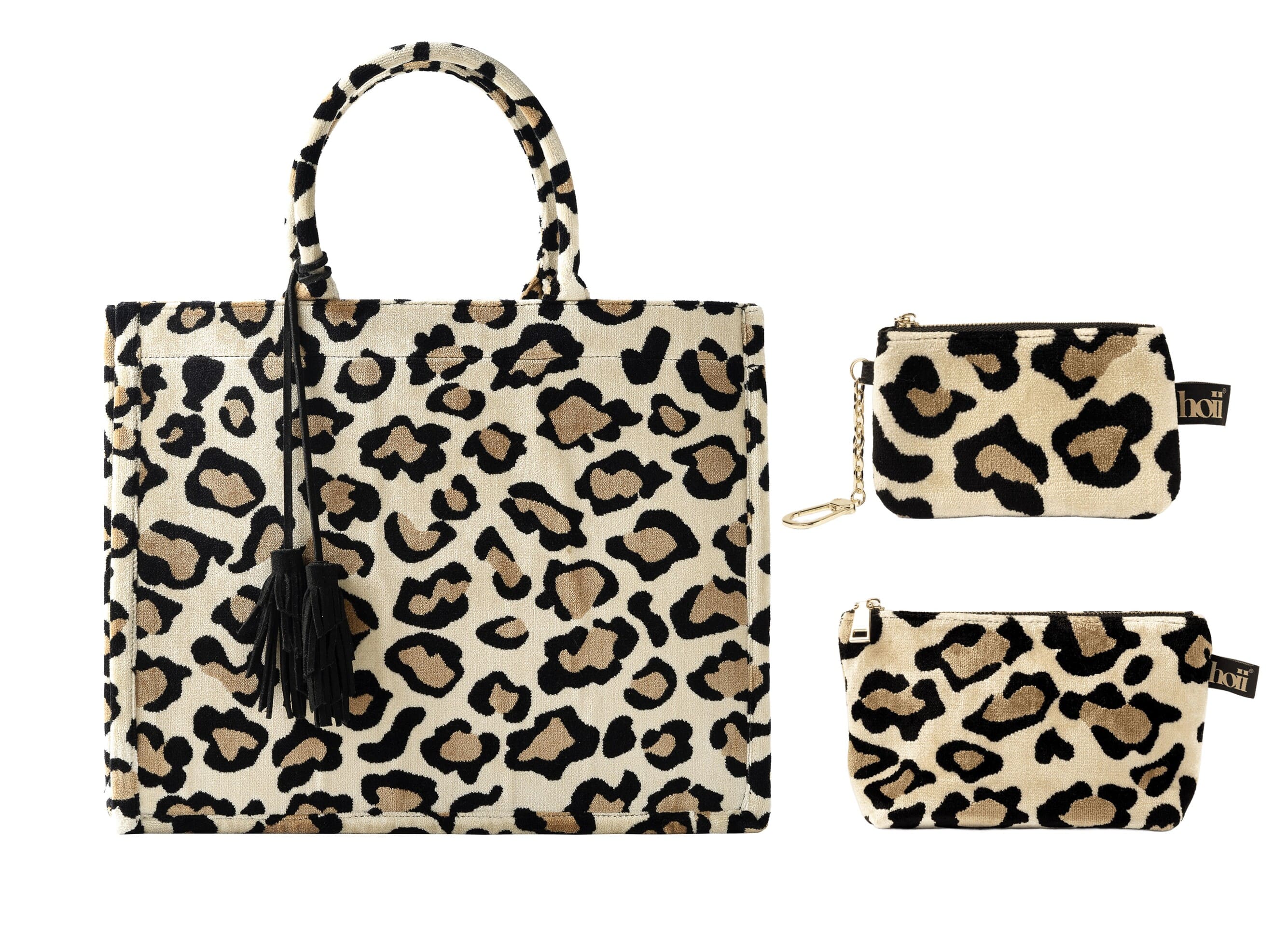 TASCHENSET | 3-Teilig | Evita | Leopardenmuster | Pumice Stone | Beige | Hoii
