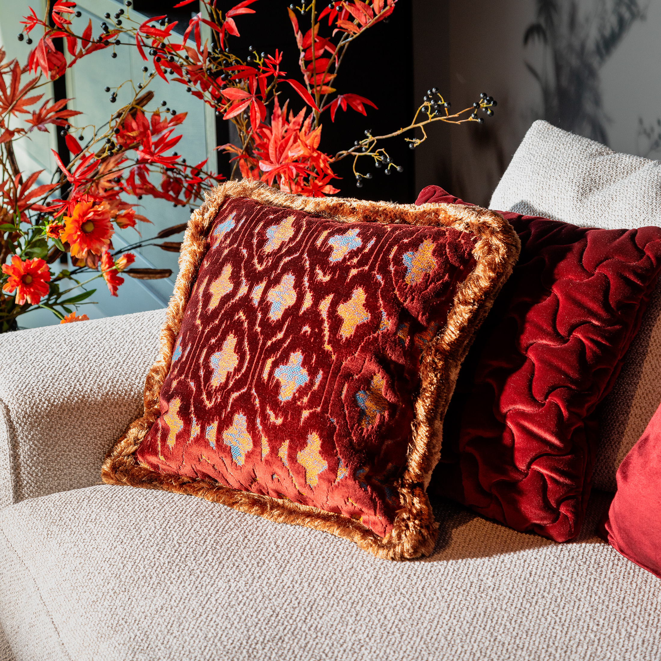 BIJOU | Cushion | 45x45 cm Merlot | Red | Hoii | With luxury inner cushion